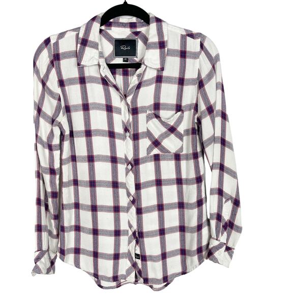 Rails Womens XSmall White Red Plaid Hunter Flannel Button Down Shirt Long Sleeve - Picture 1 of 8